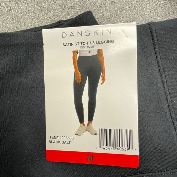 Danskin Women's M Satin Stitch 7/8 Legging Black Salt Side Pocket M0834 - Picture 9 of 11